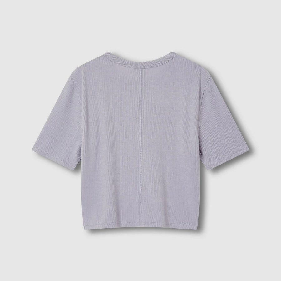 JAJU Ribbed Crop Short Sleeve T-Shirt – Light Grey