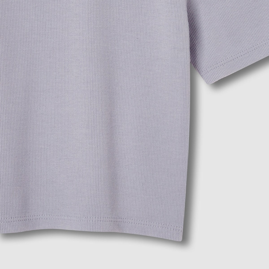 JAJU Ribbed Crop Short Sleeve T-Shirt – Light Grey