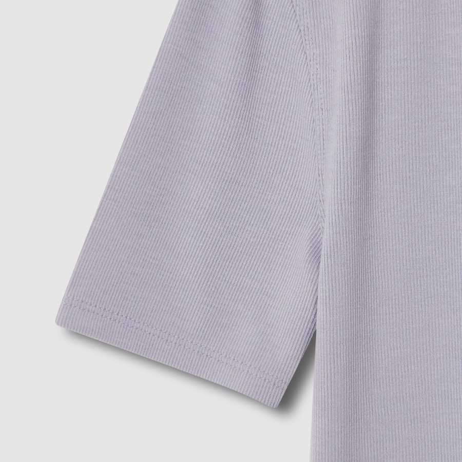 JAJU Ribbed Crop Short Sleeve T-Shirt – Light Grey