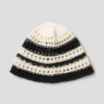 8 seconds Summer Knit Stripe Bucket Hat — Ivory