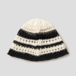 8 seconds Summer Knit Stripe Bucket Hat — Ivory