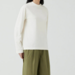 JAJU Cotton Mock Neck Long Sleeve T-Shirt – Ivory