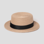 8 seconds Ribbon Boater Hat — Beige