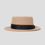 8 seconds Ribbon Boater Hat — Beige