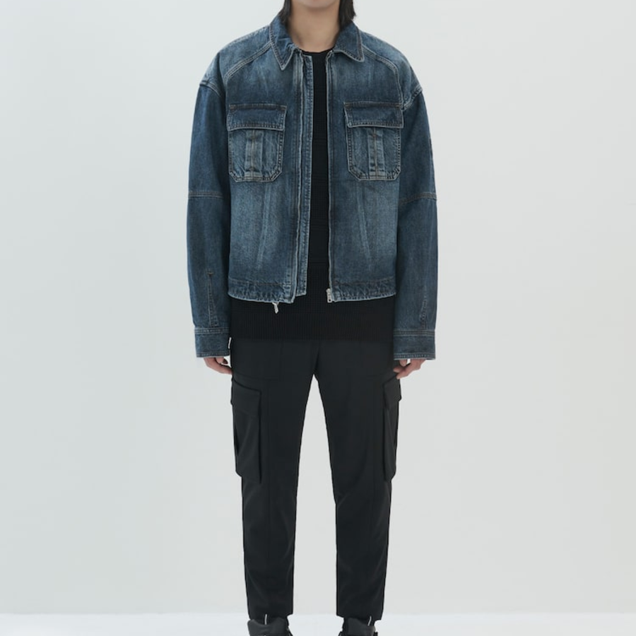 JUUN.J Velvet Denim Combination Jumpsuit – Blue