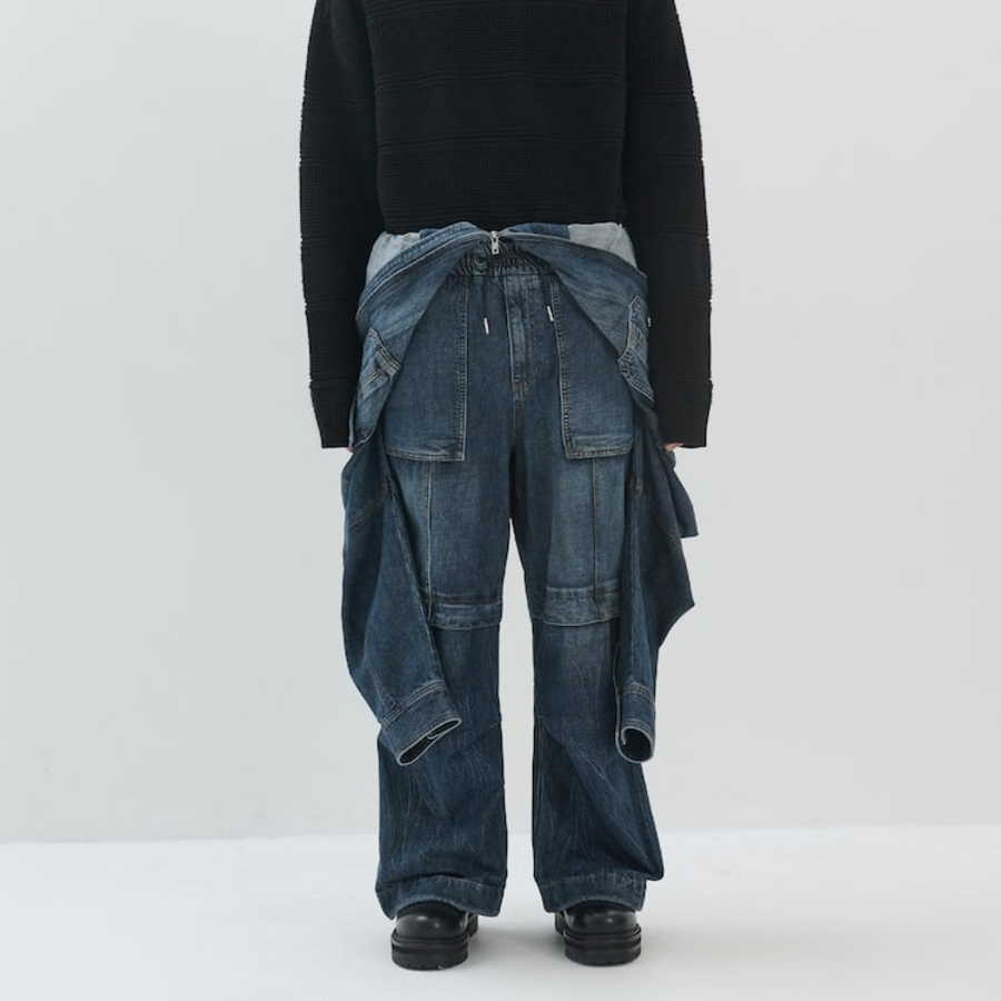 JUUN.J Velvet Denim Combination Jumpsuit – Blue