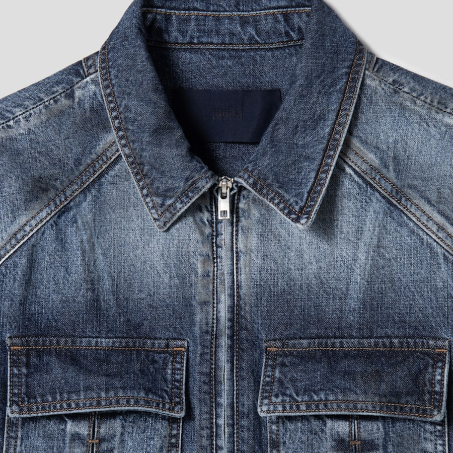 JUUN.J Velvet Denim Combination Jumpsuit – Blue