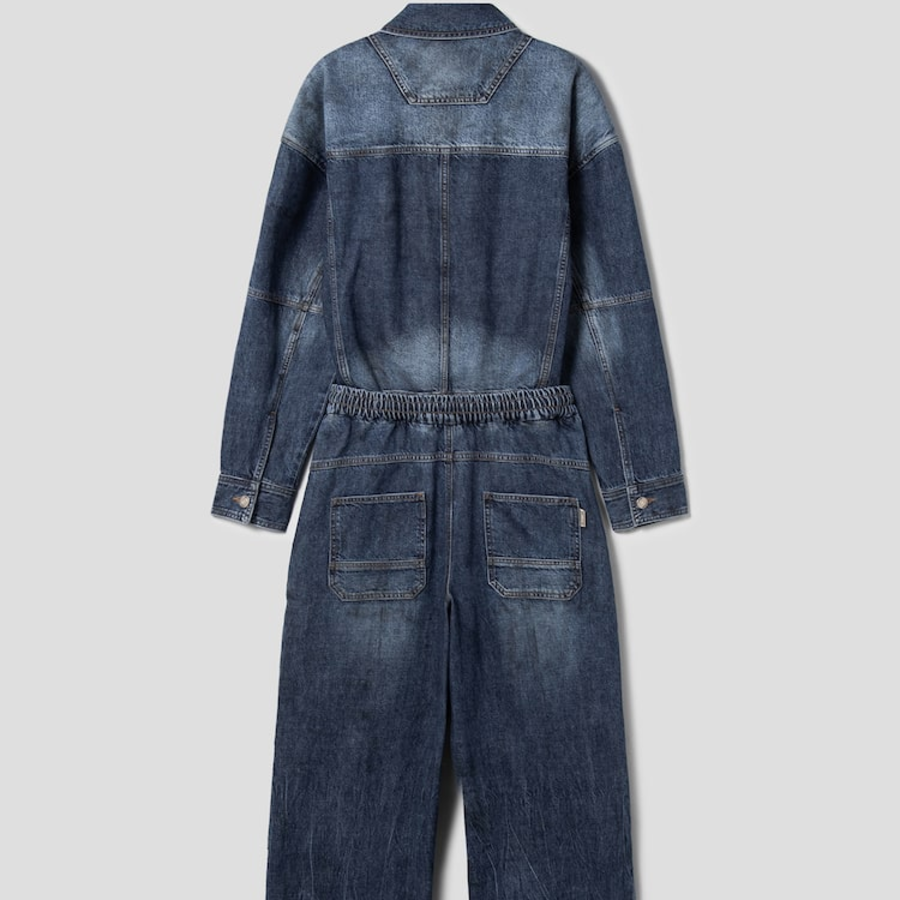 JUUN.J Velvet Denim Combination Jumpsuit – Blue