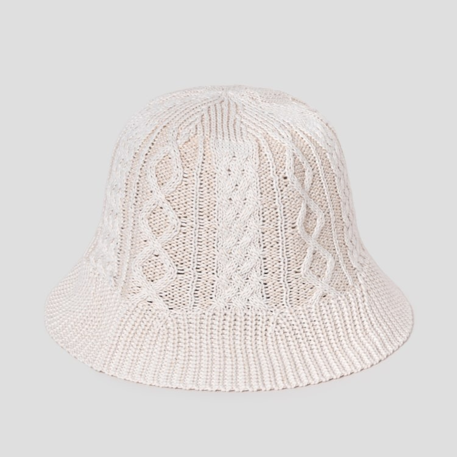 8 seconds Knit Cable Bucket Hat — Ivory