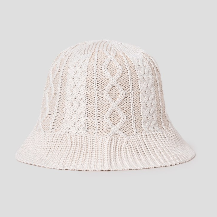 8 seconds Knit Cable Bucket Hat — Ivory