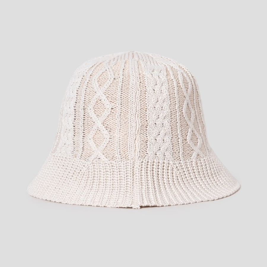 8 seconds Knit Cable Bucket Hat — Ivory