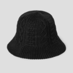 8 seconds Knit Cable Bucket Hat  — Black