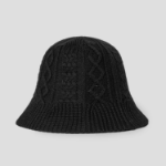 8 seconds Knit Cable Bucket Hat  — Black