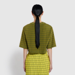 JAJU Check Crop Loose Fit T-Shirt – Dark Khaki