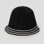 8 seconds Thick Knit Cable Bucket Hat — Black