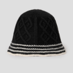 8 seconds Thick Knit Cable Bucket Hat — Black