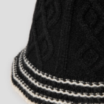 8 seconds Thick Knit Cable Bucket Hat — Black
