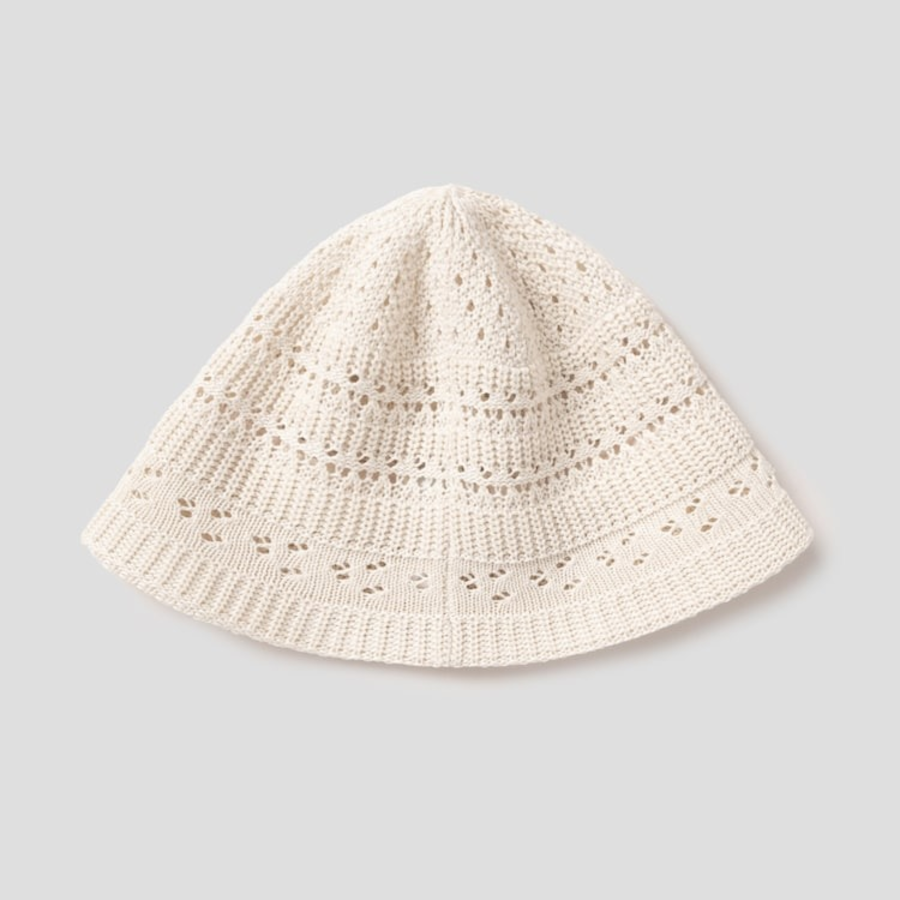 8 seconds Summer Knit Openwork Bucket Hat — Ivory