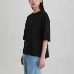 JAJU Smart Cotton Loose Fit 5bu T-Shirt – Black