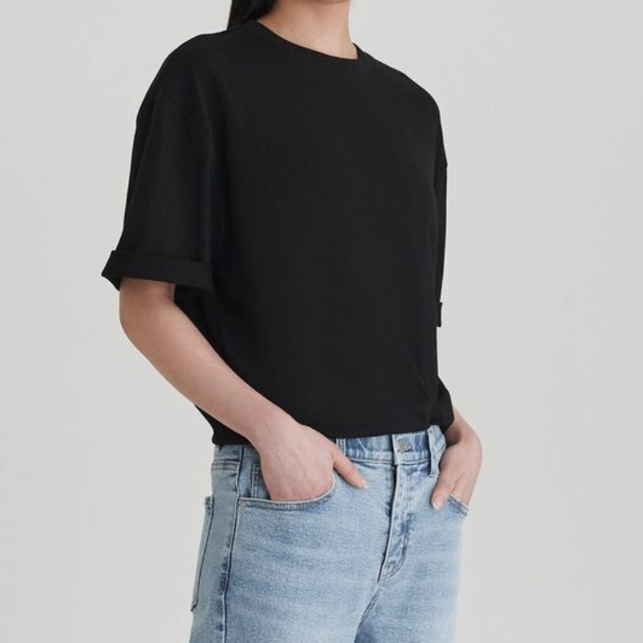 JAJU Smart Cotton Loose Fit 5bu T-Shirt – Black