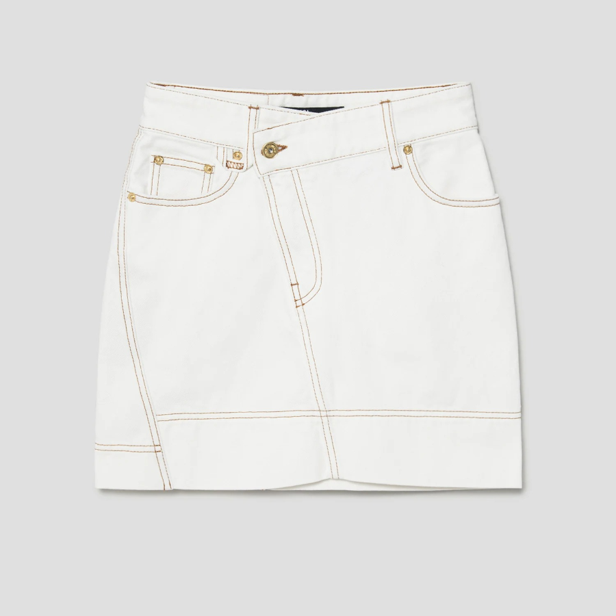 JACQUEMUS La Mini Jupe De-Nîmes — Off-White/Tabac