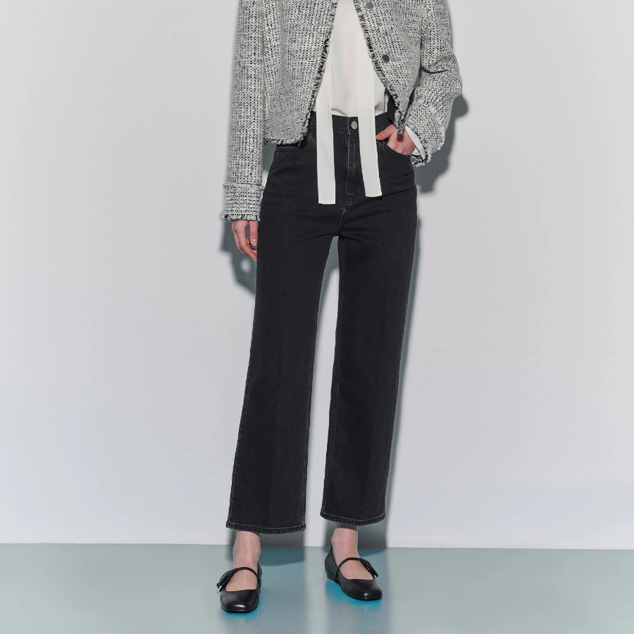 Theory Women New Stretch Highwaist Straight Denim - Washed Black