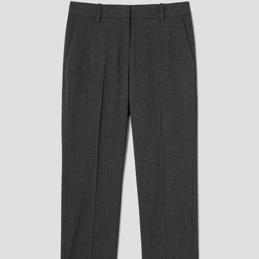 Theory Women Good Wool Treeca Slim Straight Pants - Charcoal Melange