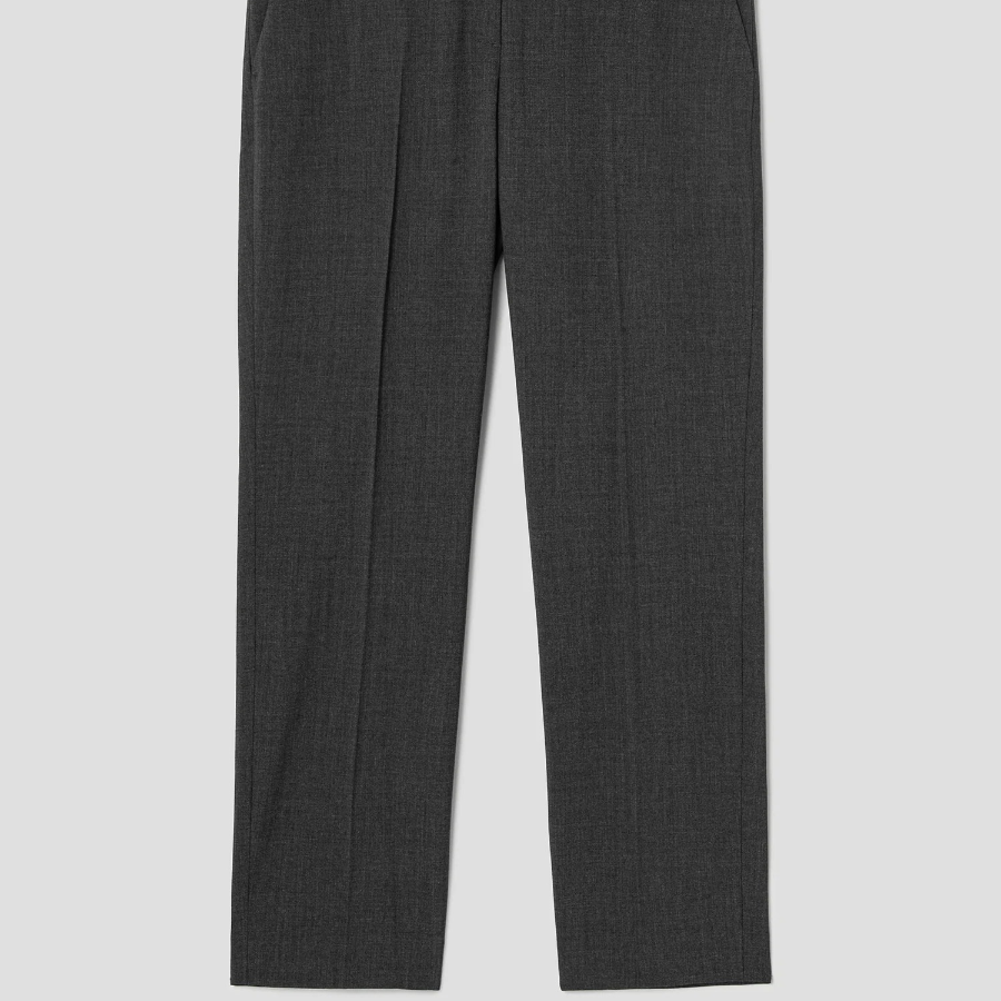 Theory Women Good Wool Treeca Slim Straight Pants - Charcoal Melange