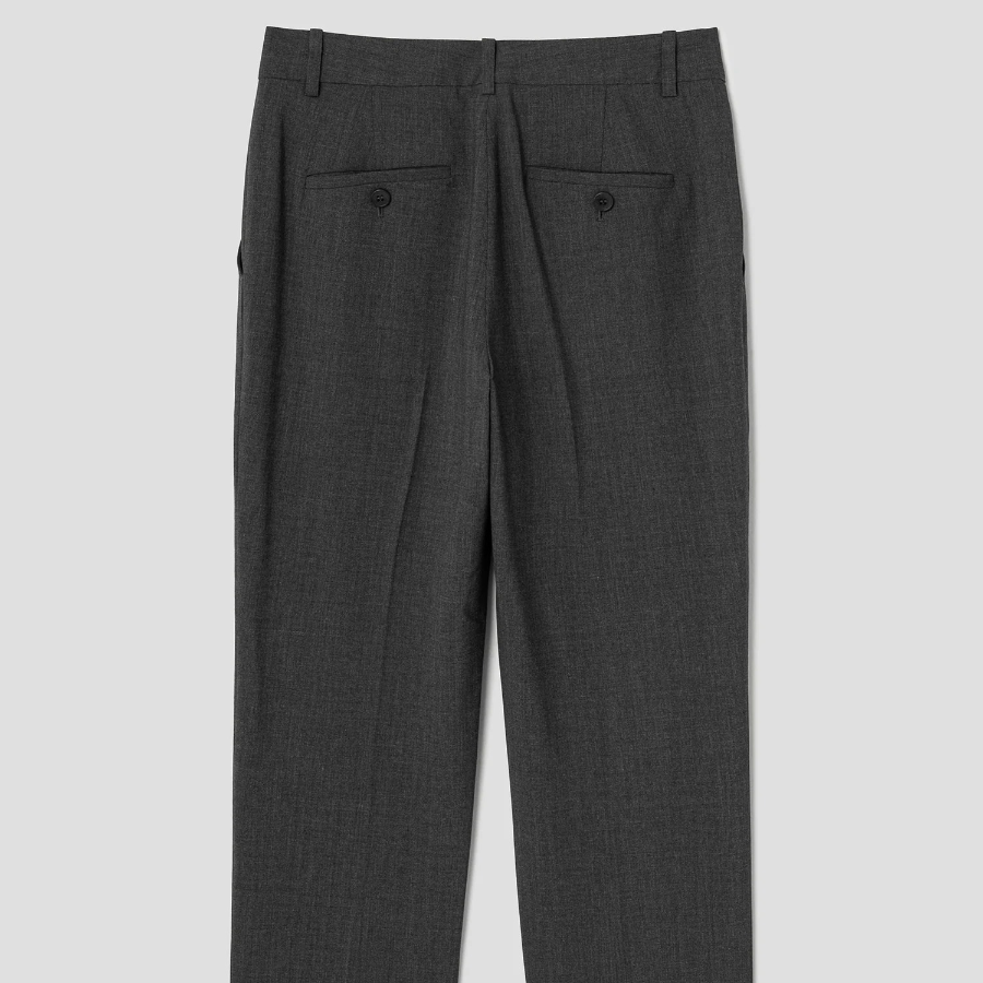 Theory Women Good Wool Treeca Slim Straight Pants - Charcoal Melange