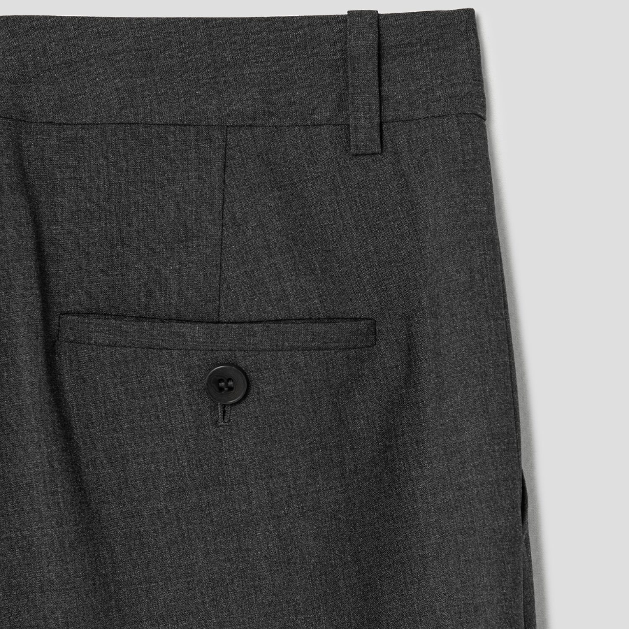 Theory Women Good Wool Treeca Slim Straight Pants - Charcoal Melange