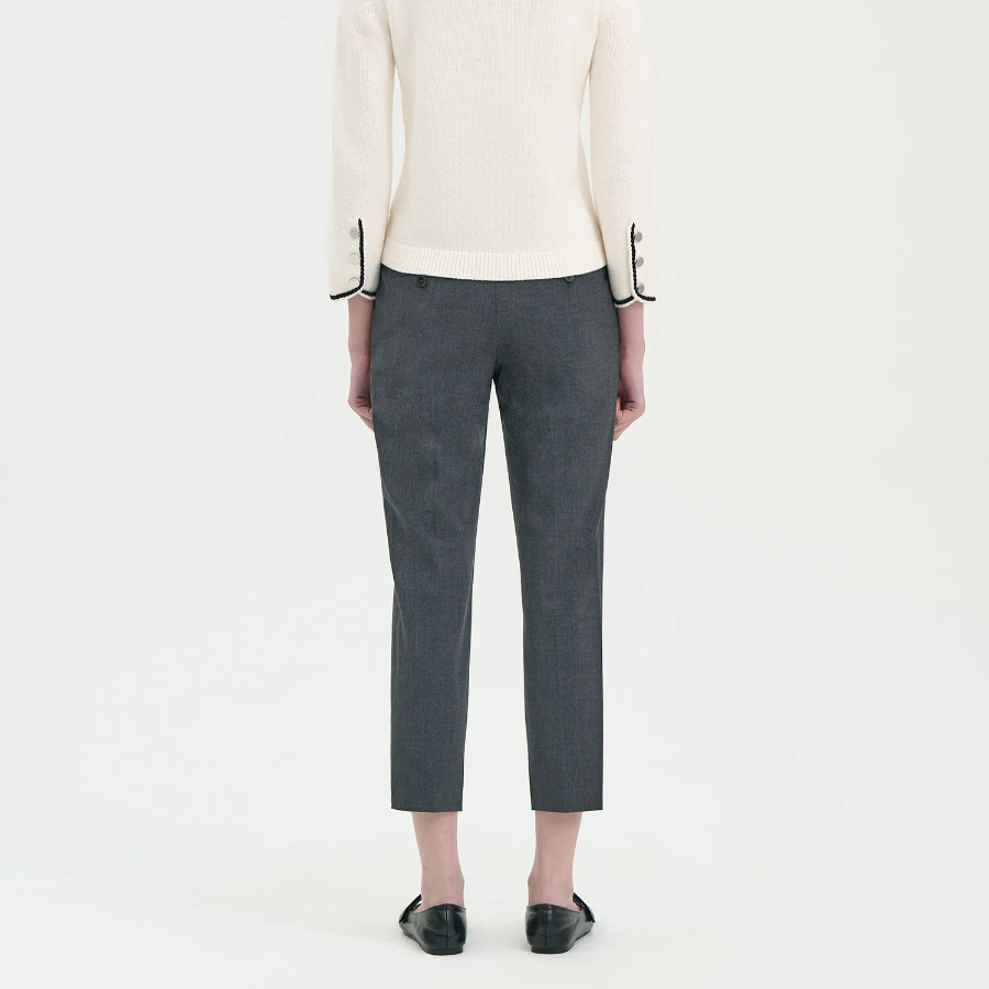 Theory Women Good Wool Treeca Slim Straight Pants - Charcoal Melange
