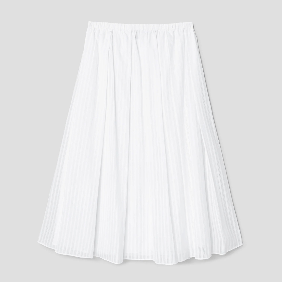 Theory Women Linear Cotton Pleated Pull On Skirt - White