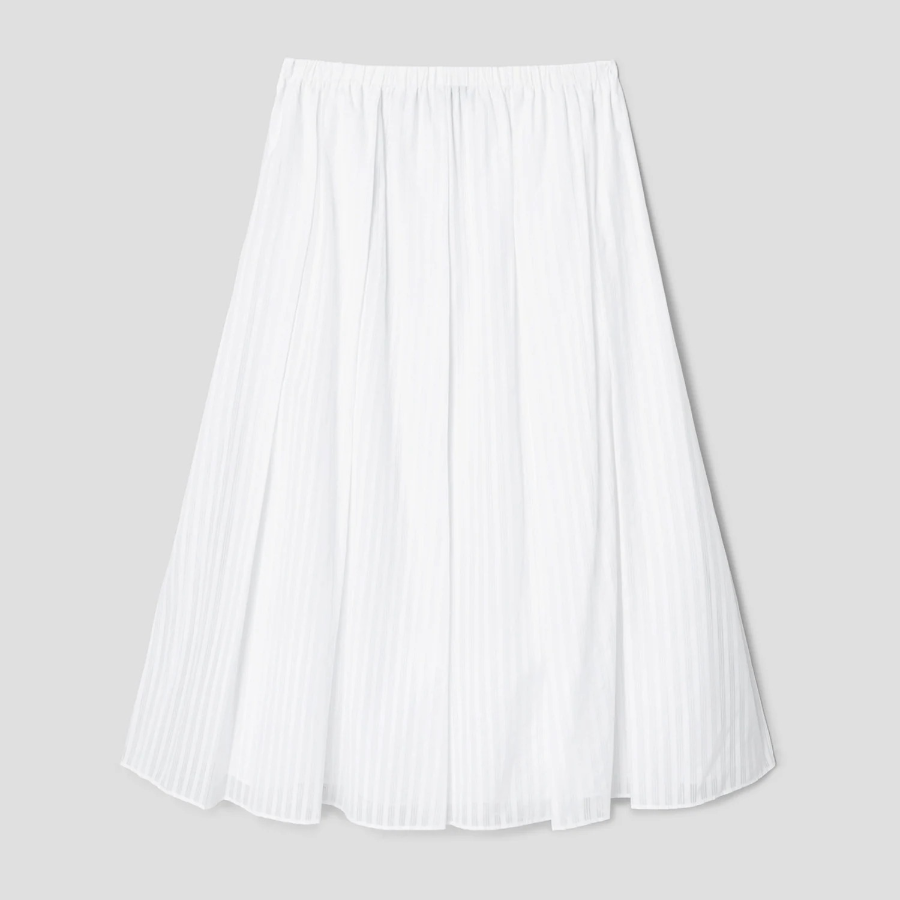 Theory Women Linear Cotton Pleated Pull On Skirt - White