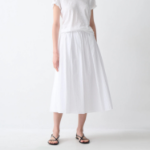 Theory Women Linear Cotton Pleated Pull On Skirt - White