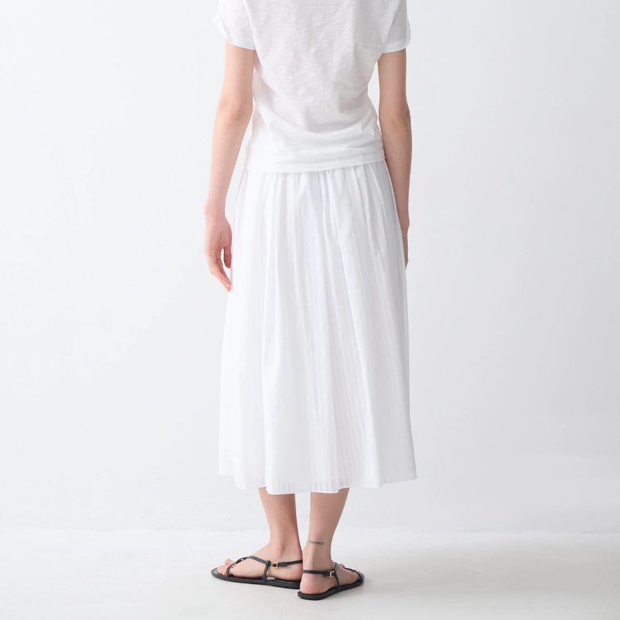 Theory Women Linear Cotton Pleated Pull On Skirt - White