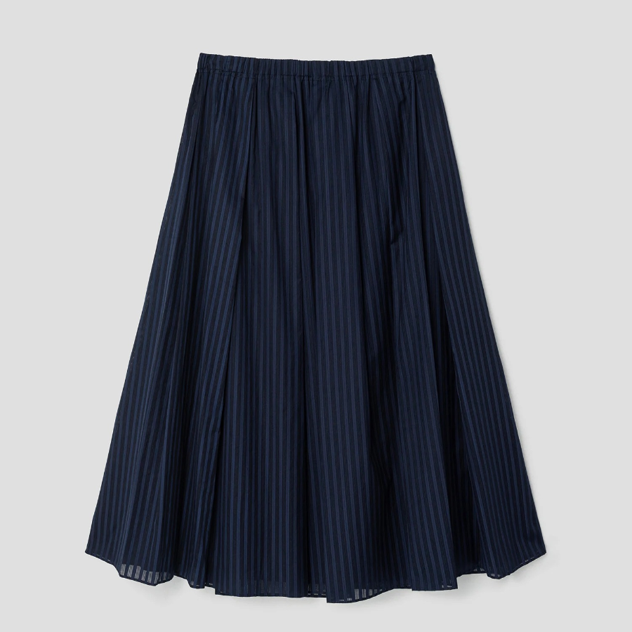 Theory Women Linear Cotton Pleated Pull On Skirt - Nocturne Navy