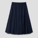 Theory Women Linear Cotton Pleated Pull On Skirt - Nocturne Navy