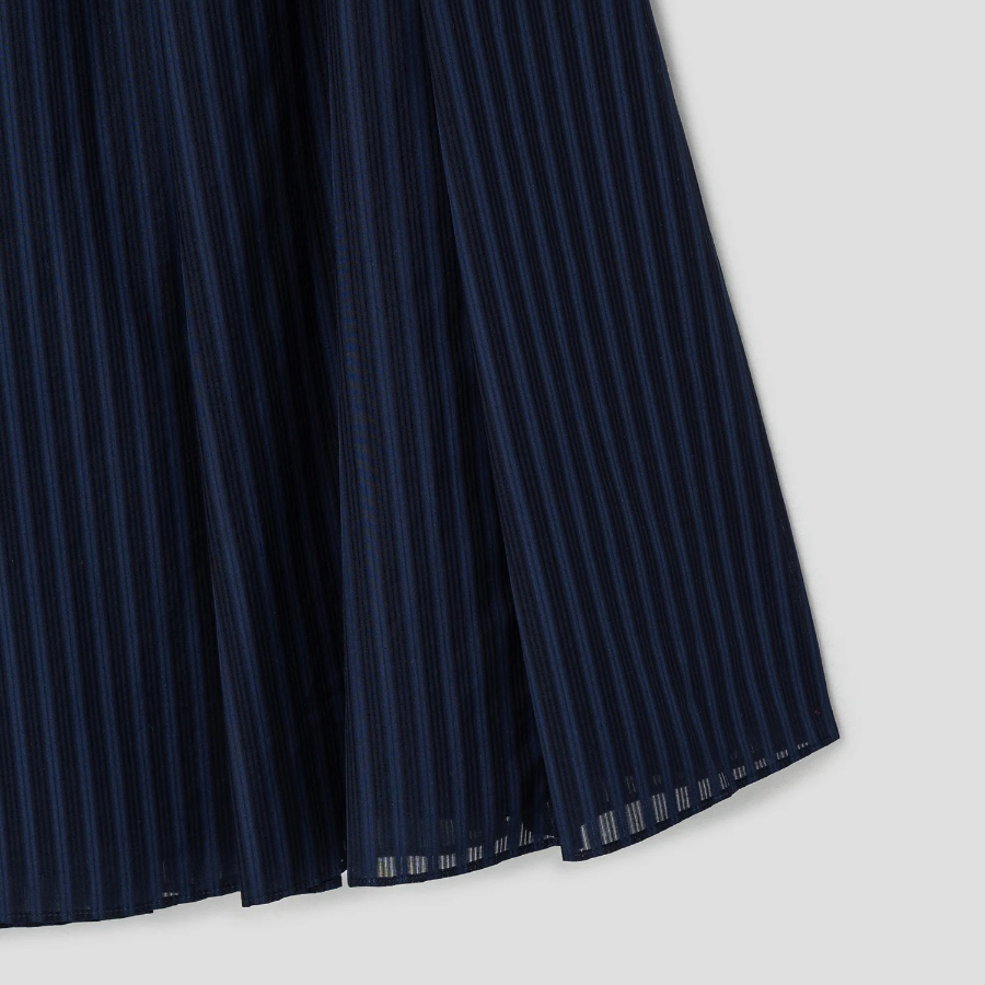 Theory Women Linear Cotton Pleated Pull On Skirt - Nocturne Navy