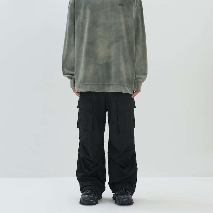 JUUN.J Nylon Twill Front Cargo Pants – Black