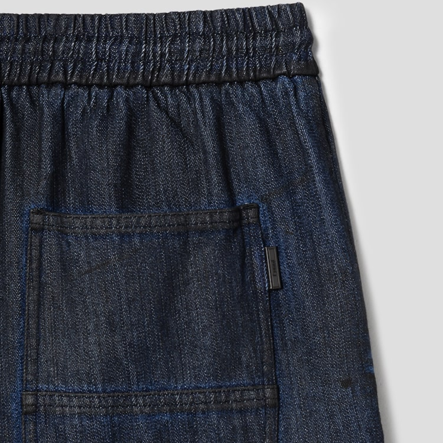 JUUN.J Oil-Denim Puckering Cargo Jeans – Blue