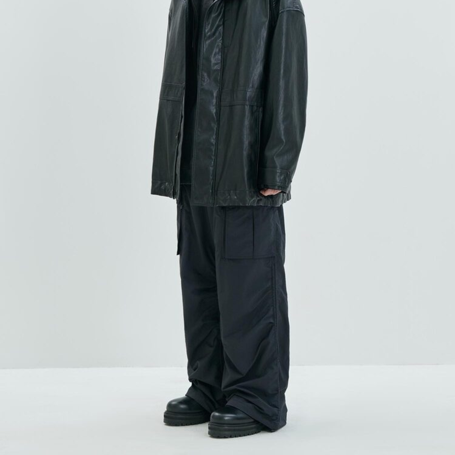 JUUN.J Ripstop Poly Puckering Cargo Pants – Black