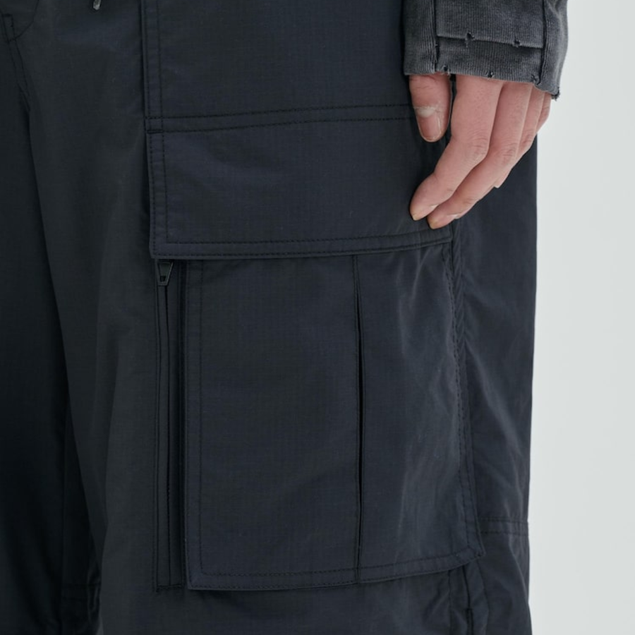 JUUN.J Ripstop Poly Puckering Cargo Pants – Black