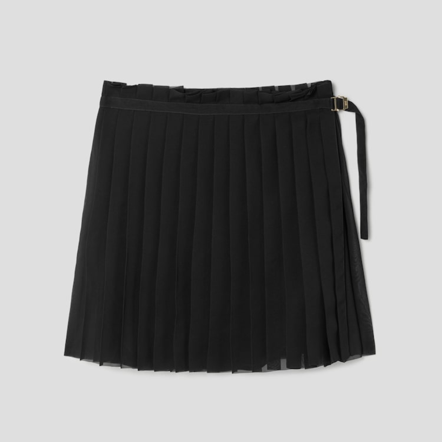 AMI Women Pleated Skirt – Wool Gabardine Black