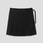 AMI Women Pleated Skirt – Wool Gabardine Black
