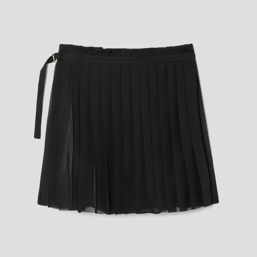 AMI Women Pleated Skirt – Wool Gabardine Black