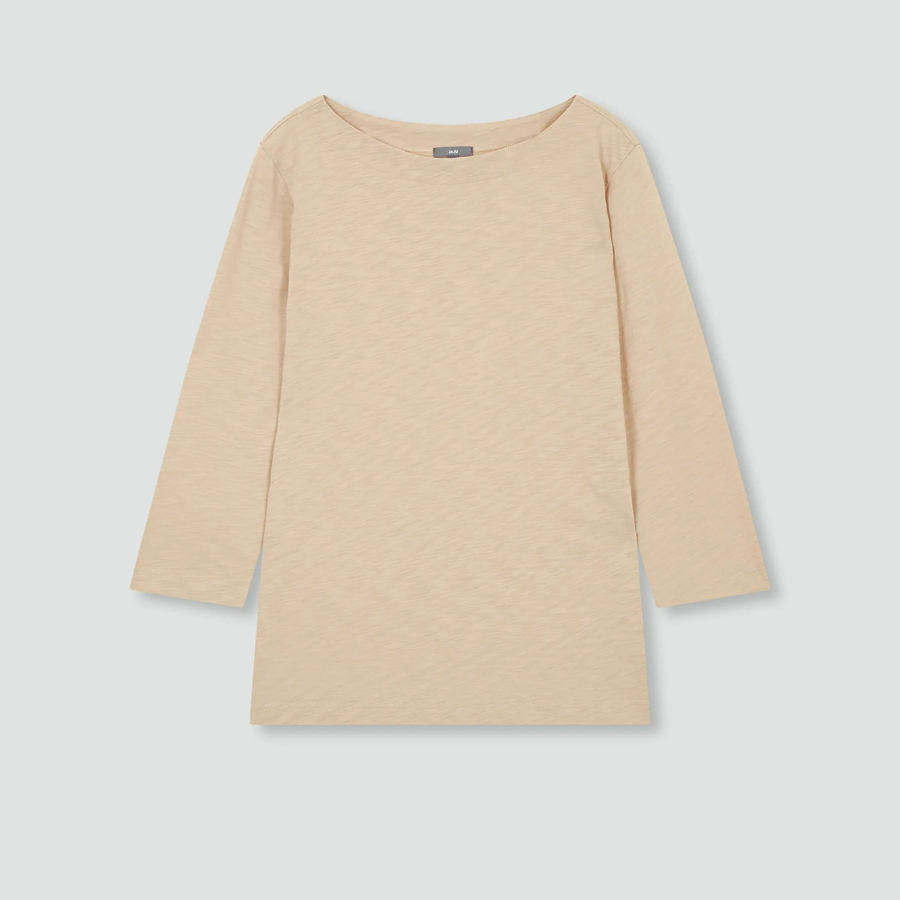 JAJU Slub 3/4-Sleeve T-Shirt – Beige