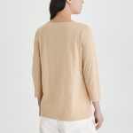 JAJU Slub 3/4-Sleeve T-Shirt – Beige