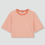 JAJU Cotton Stripe Half-Sleeve Crop T-Shirt – Pink