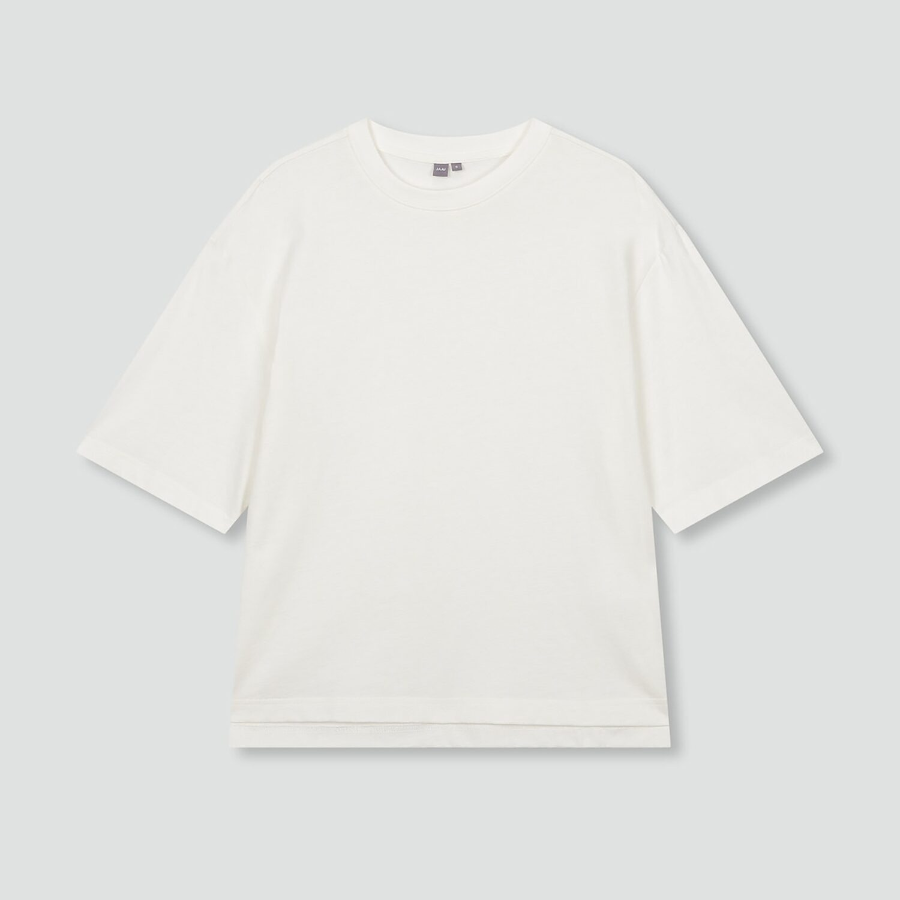 JAJU Smart Cotton Loose-Fit Half-Sleeve T-Shirt – White