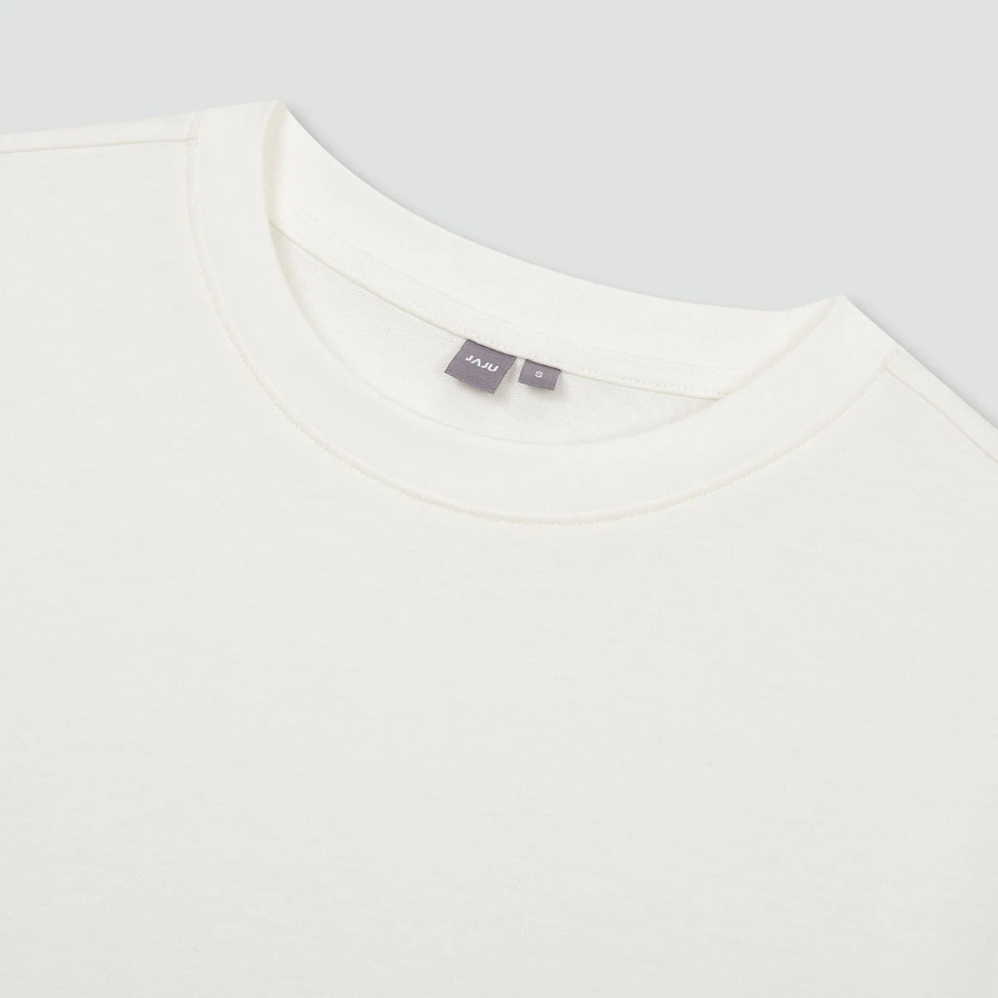JAJU Smart Cotton Loose-Fit Half-Sleeve T-Shirt – White